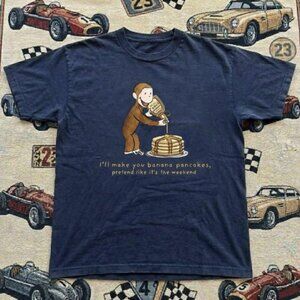 Curious George Pancake Navy Cotton T-shirt
